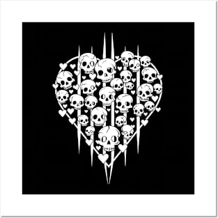 heart pattern skulls Posters and Art